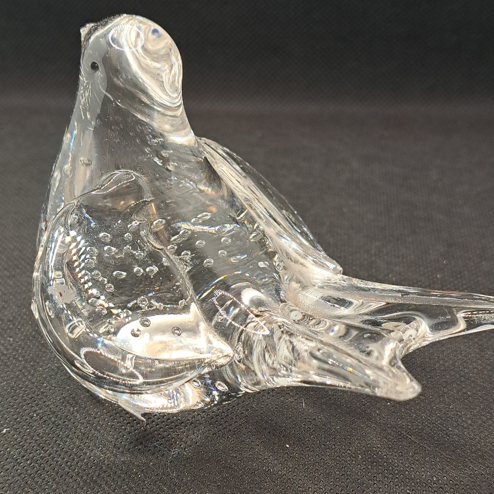 Vintage Clear Art Glass Bird with Controlled Bubbles Bullicante.